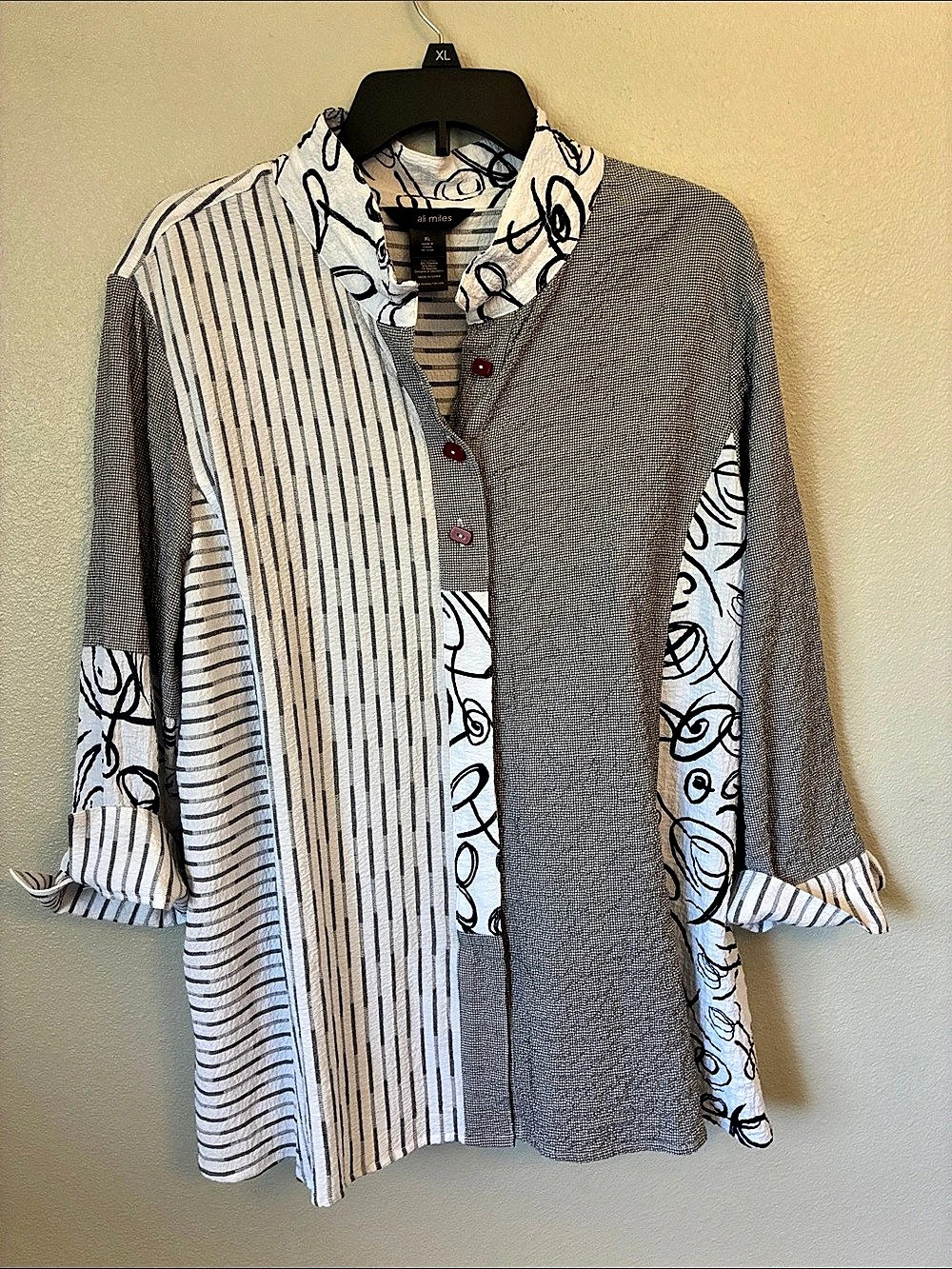 ali miles Striped Mixed Print Tunic XL Like New